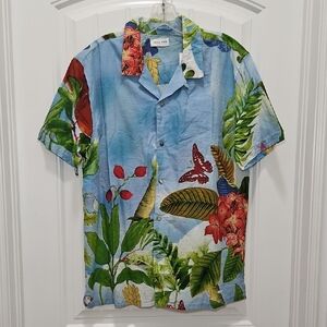Raga Man Floral Tropical Short Sleeve Camp Shirt